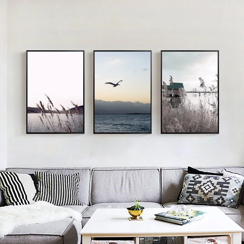 

Скандинавский пасторальный стиль осенний ландшафт искусственный живопись пейзаж плакаты и принты семейная гостиная