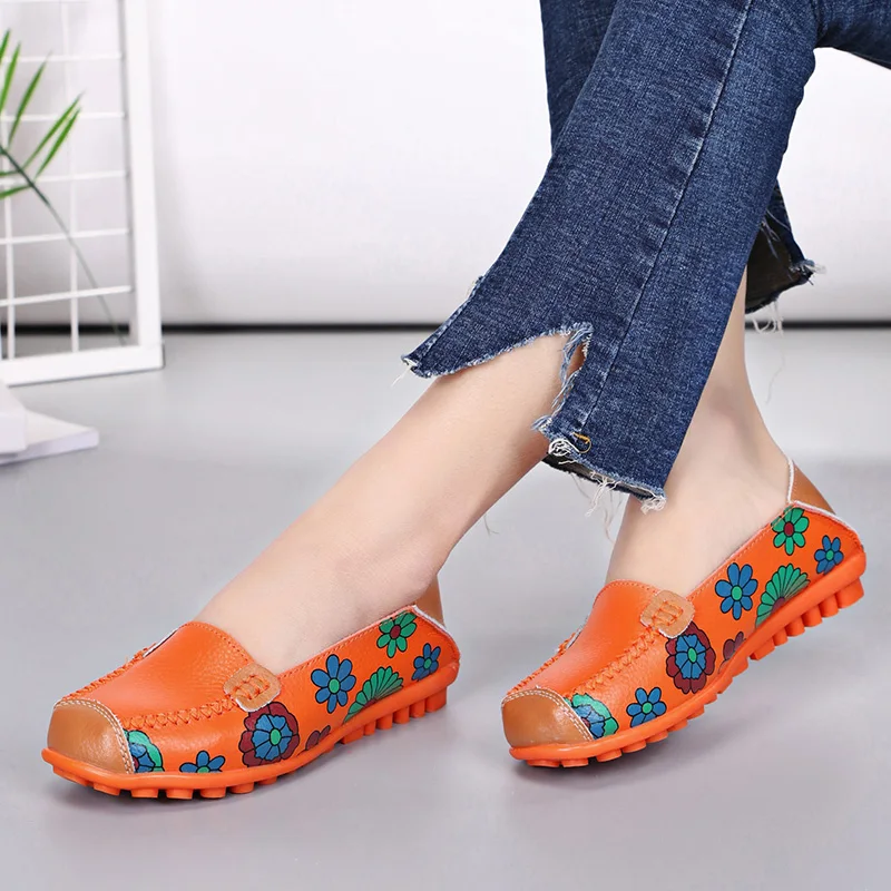 2020 модная женская обувь Кожаные лоферы без застежки на плоской подошве Женские