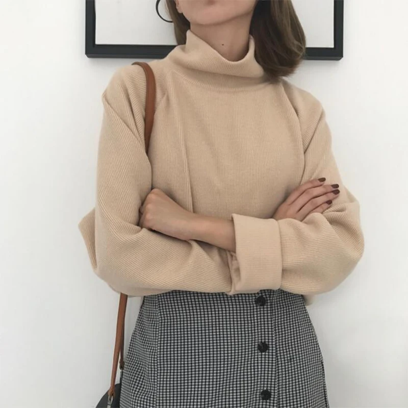 Turtleneck sweater autumn winter Knitted Jumper Women's Sweaters Casual Loose Long Sleeve jacket Pullovers female PP-484 | Женская