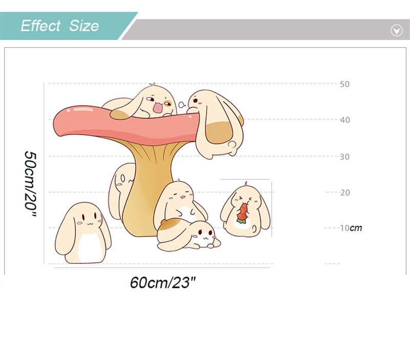

Cartoon Rabbit Mushroom Wall Sticker for Kids Room Nursery Wall Decoration Aesthetics Art Decals Bedroom Baby Room Wallpaper