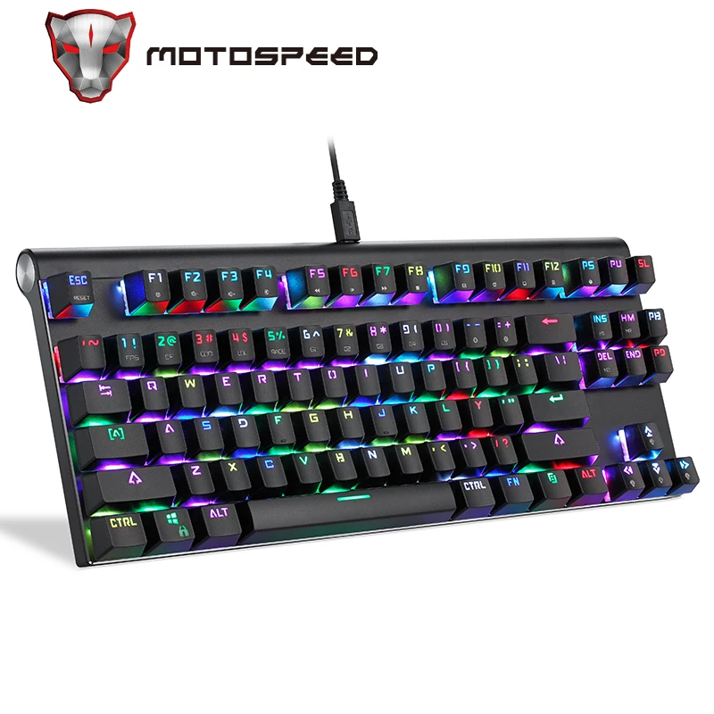 

Motospeed CK101 Проводная Механическая клавиатура металлическая 87 клавиш RGB игровая светодиодная подсветка планшет Рабочий стол русская компьюте...
