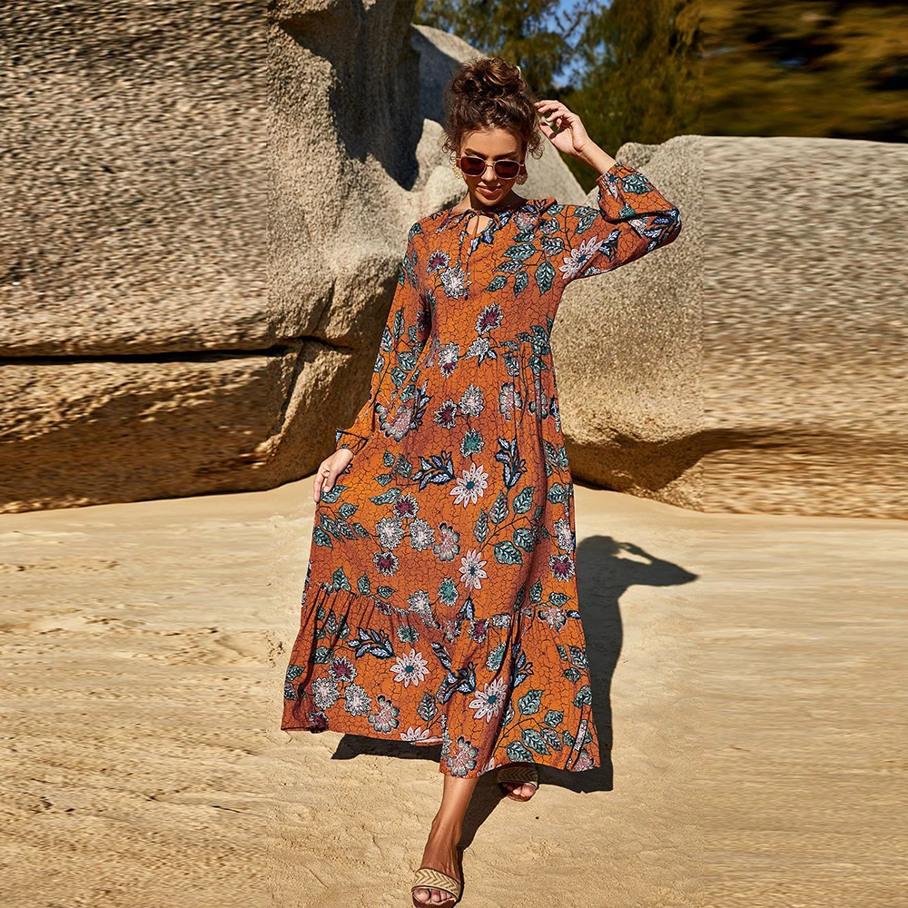 Женское платье макси в мусульманском стиле длинное пляжное Рамадан дубайском