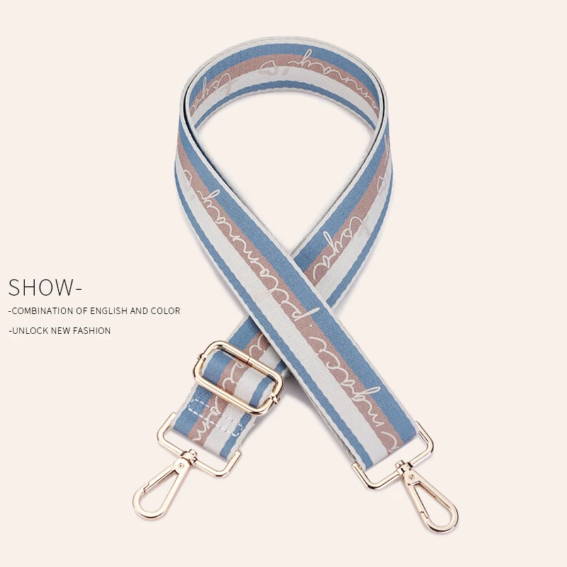 Ellovado Embroidery Bag Replacement Strap Crossbody Bag Shoulder Patchwork Women's Bag Accessories Panelled Color Stripe Belt