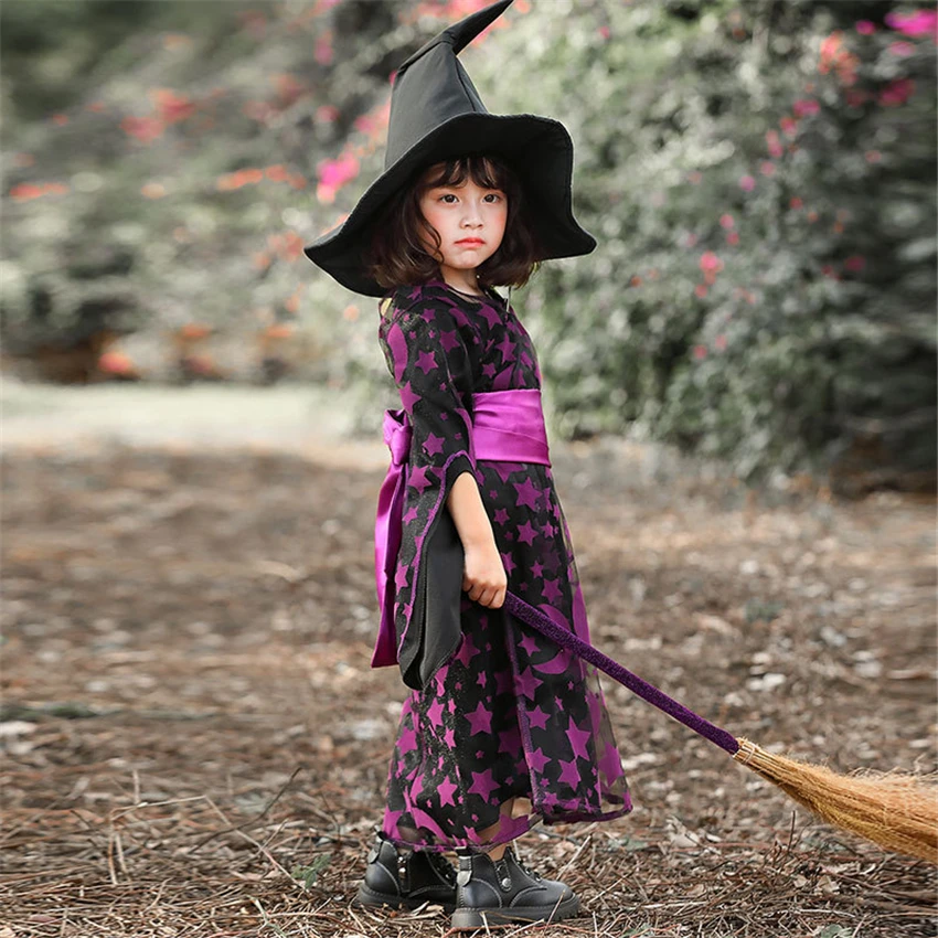 

Kids Children Cosplay Costumes Witch Carnival Halloween Cosplay Costumes for Girl Theme Carnival Party 3Pcs Dress Outfits