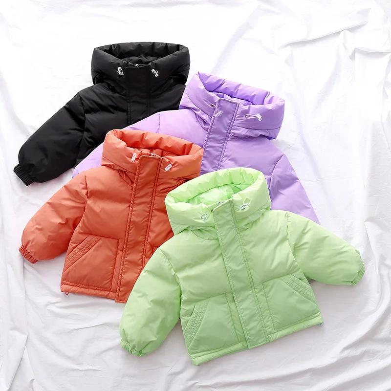 Новинка 2020 года Зимний Детский пуховик однотонное пальто на молнии с капюшоном в