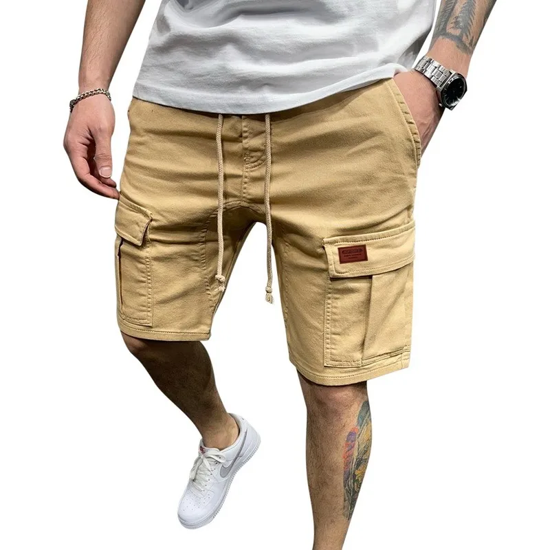 

Summer New Mens Shorts Fitness Cotton Casual Drawstring Short Pants High Quality Shorts Men's Multi-pocket Sports Shorts