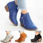 Женские кожаные ботинки в стиле ретро на среднем каблуке, модные теплые ботинки из искусственной кожи на молнии с острым носком, Осень-зима