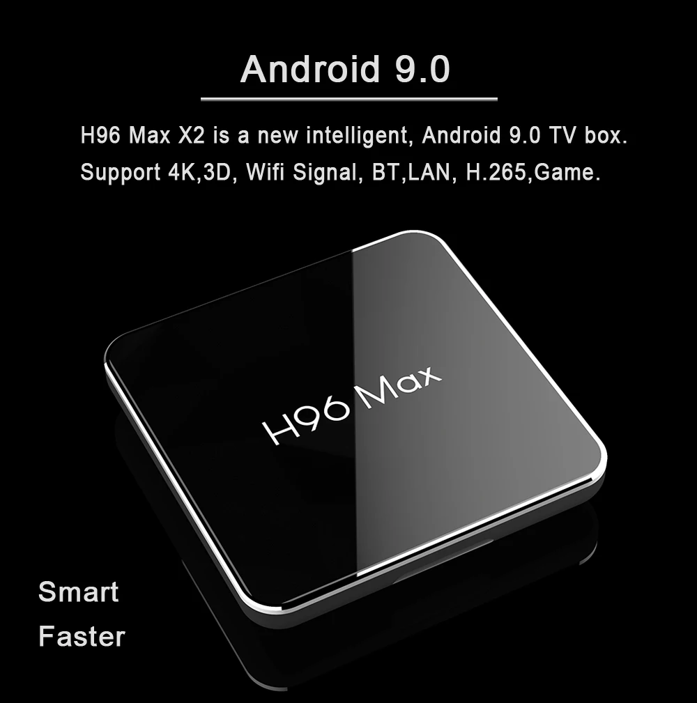 H96 MAX X2 4K медиаплеер H.265 Amlogic S905X2 Android TV Box 9 0 Mart телеприставка для IPTV поддержка