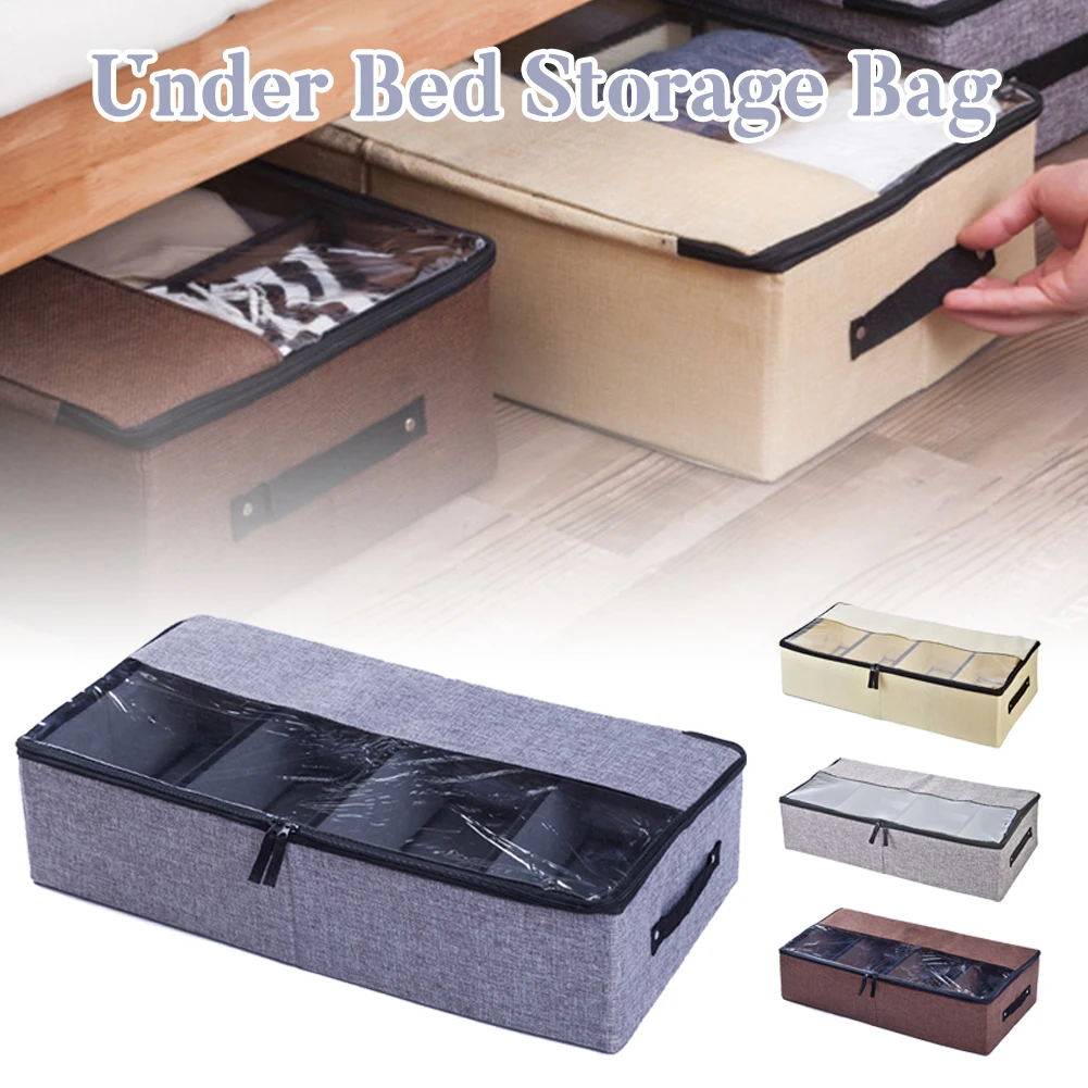 

Under Bed Bags Collapsible Under Bed Storage Bins for Blanket, Clothes, Shoes with Zippers, Clear Window, Handle Storage Boxes