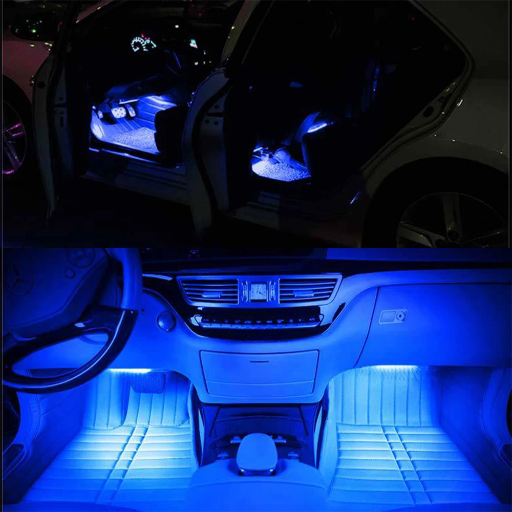 

LEEPEE Cigarette LED Decoration Lamp DC 12V 2x 9 LED Car Atmosphere Lamp Dash Floor Foot LED Strip Lights Car-styling