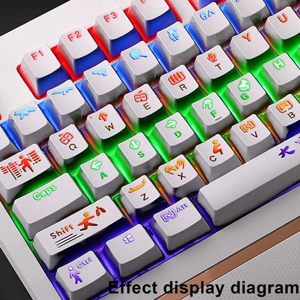 

Universal Mechanical Keyboard Keycaps 104Pcs/Set White Backlight Wear-resistant Key Caps Replacement Keyboard Accessory