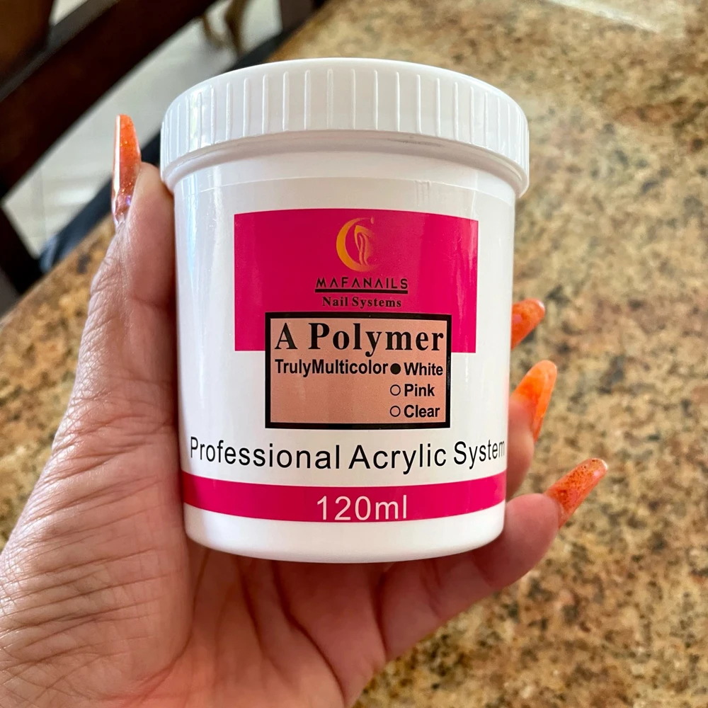 Розовый/прозрачный/белый акриловый порошок 1 * бутылка пыли для ногтевого дизайна