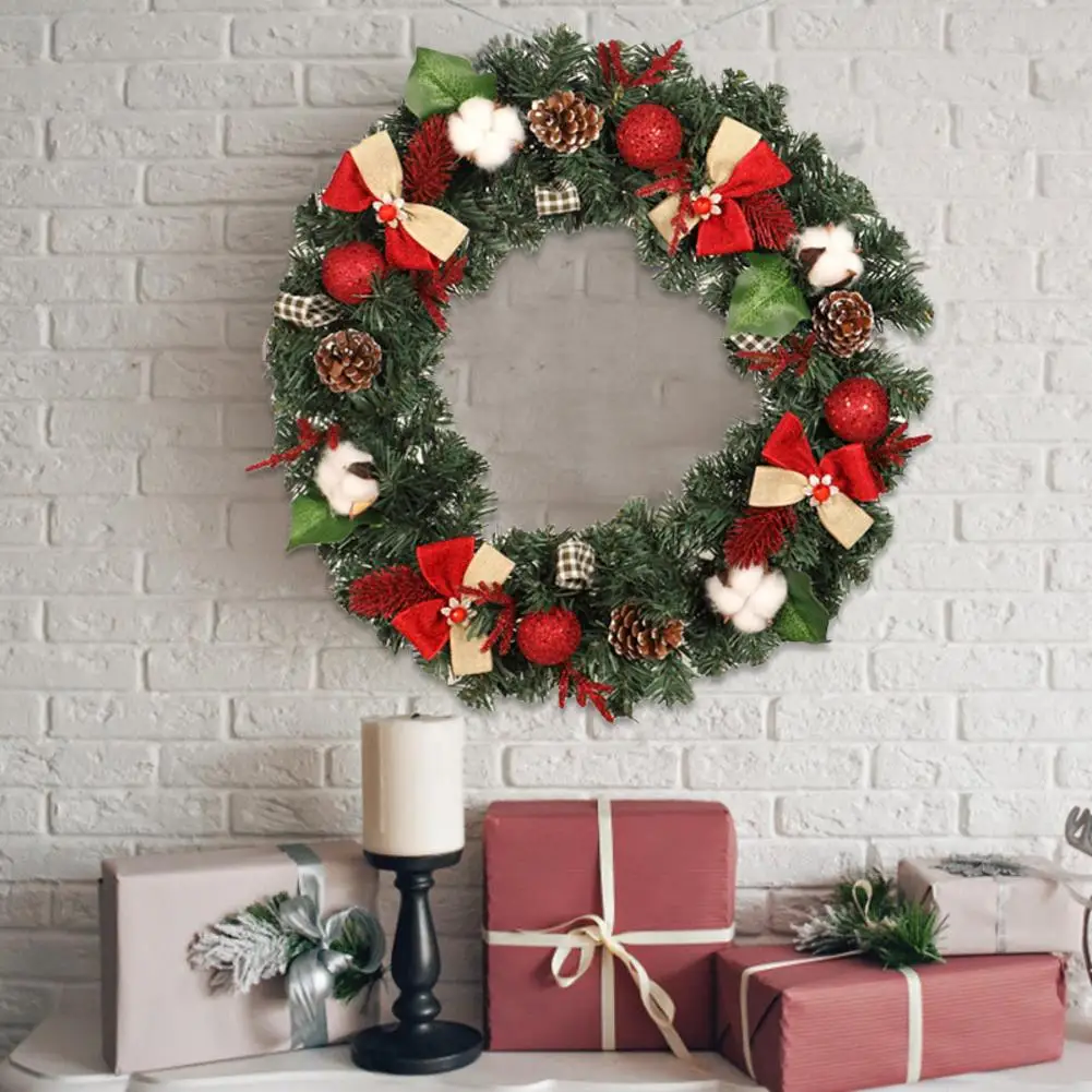 Новый Рождественский венок из искусственных сосновых конусов ягод и цветов