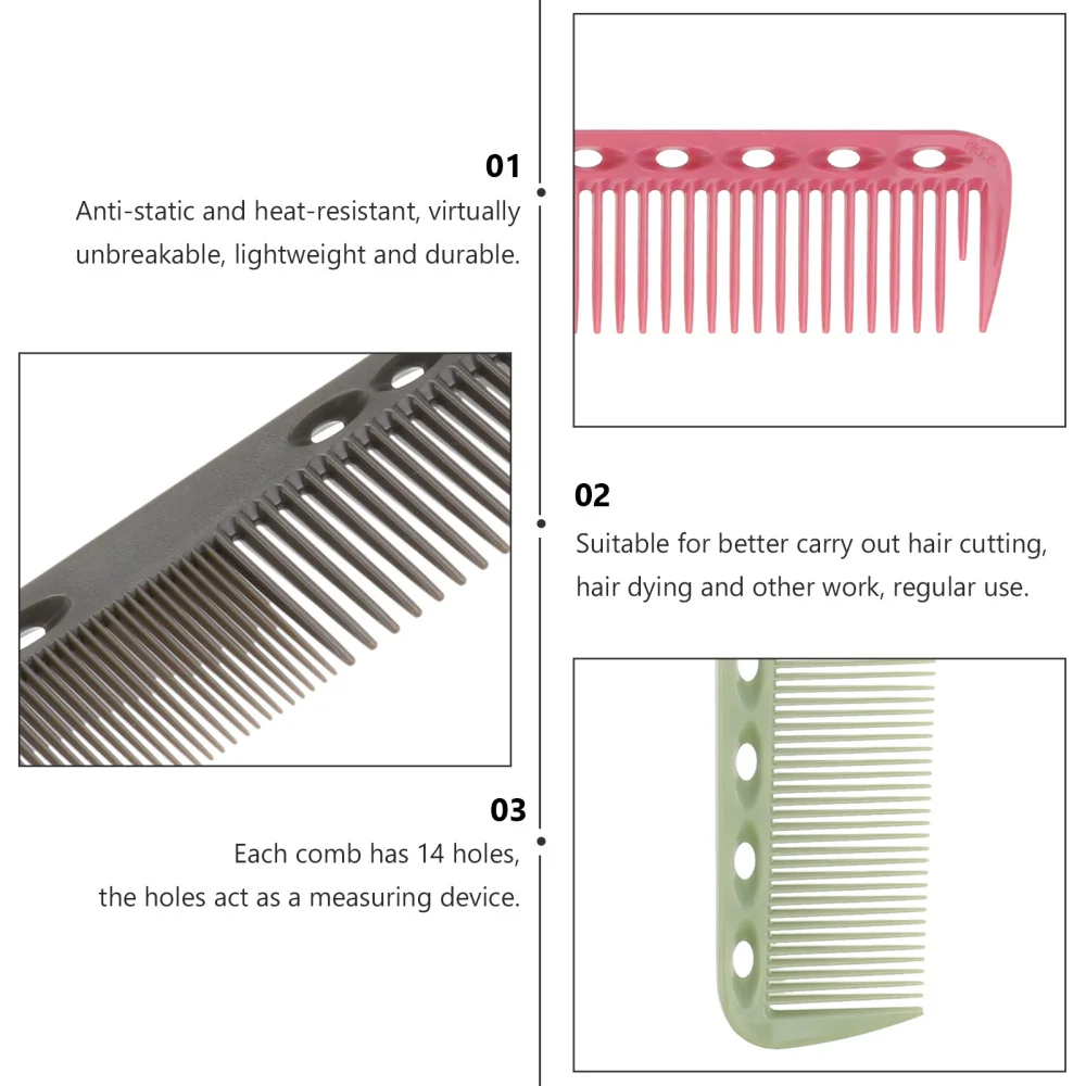 

3pcs Hairdressing Combs Professional Haircut Comb Heat Resistant Barber Combs (Grey Rosy and Green)