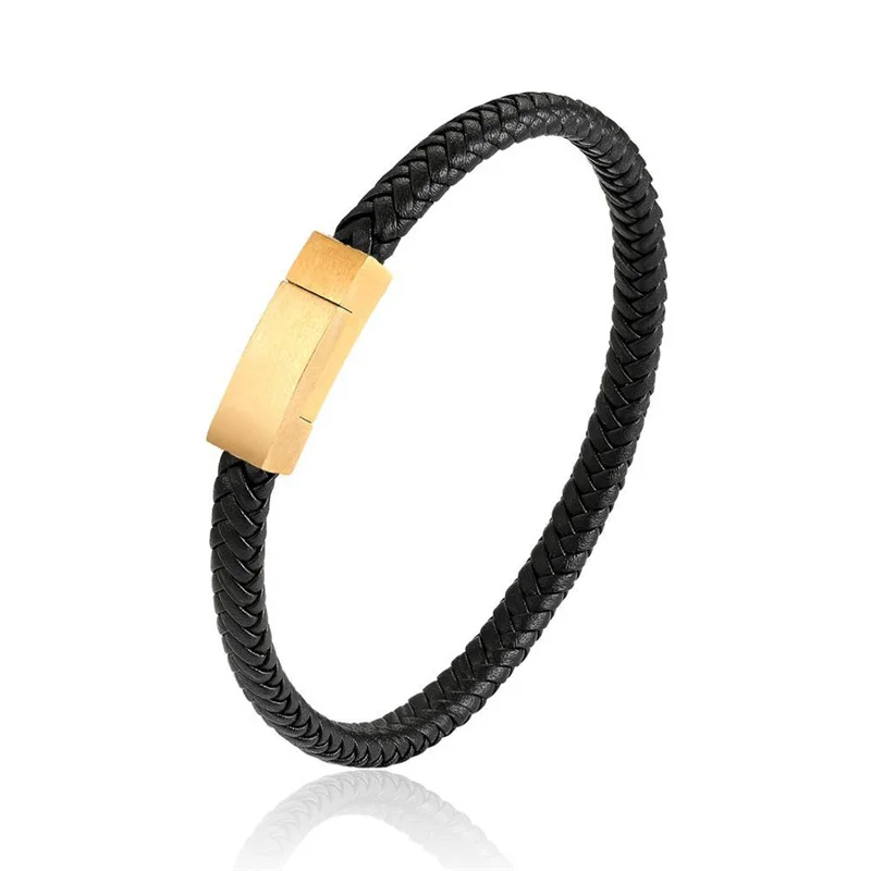 

Fashion Lovers' Jewelry In Various Colors Leather Stainless Steel Clasp Men's and Women's Bracelets Popular Birthday Simple Gift