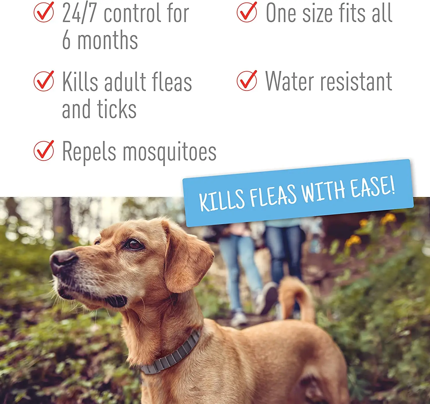 Ошейник для блох и клещей собак регулируемый ошейник 8-месячной защиты с
