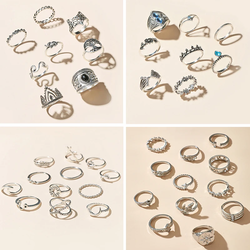 Винтажные золотистые и серебристые кольца с синим кристаллом жемчугом набор