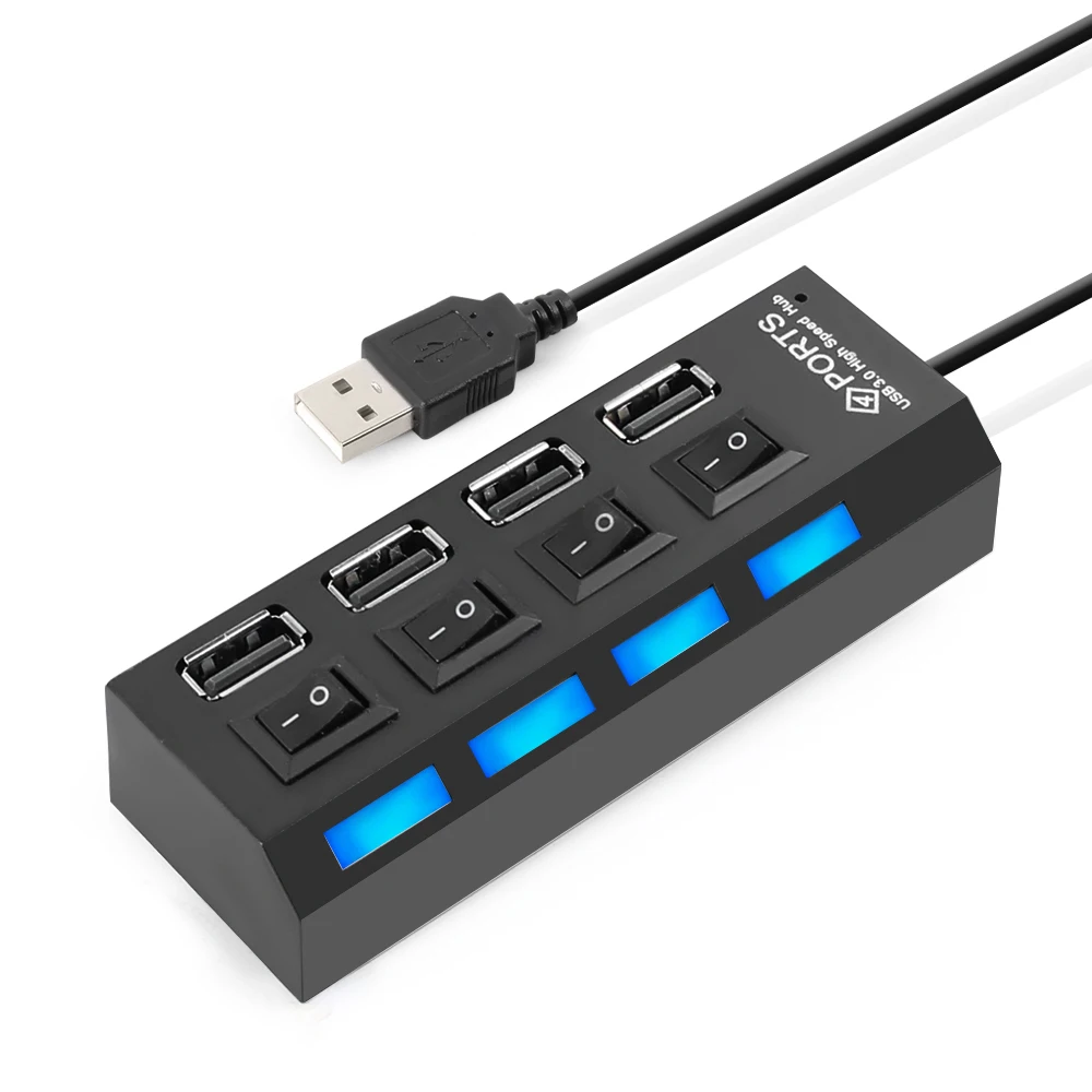 Микро USB концентратор 2,0 Мульти USB порт 4/7 порты концентратор Высокоскоростной usb-порт Hab с переключателем включения/выключения USB разветвитель для ПК Компьютерные аксессуары