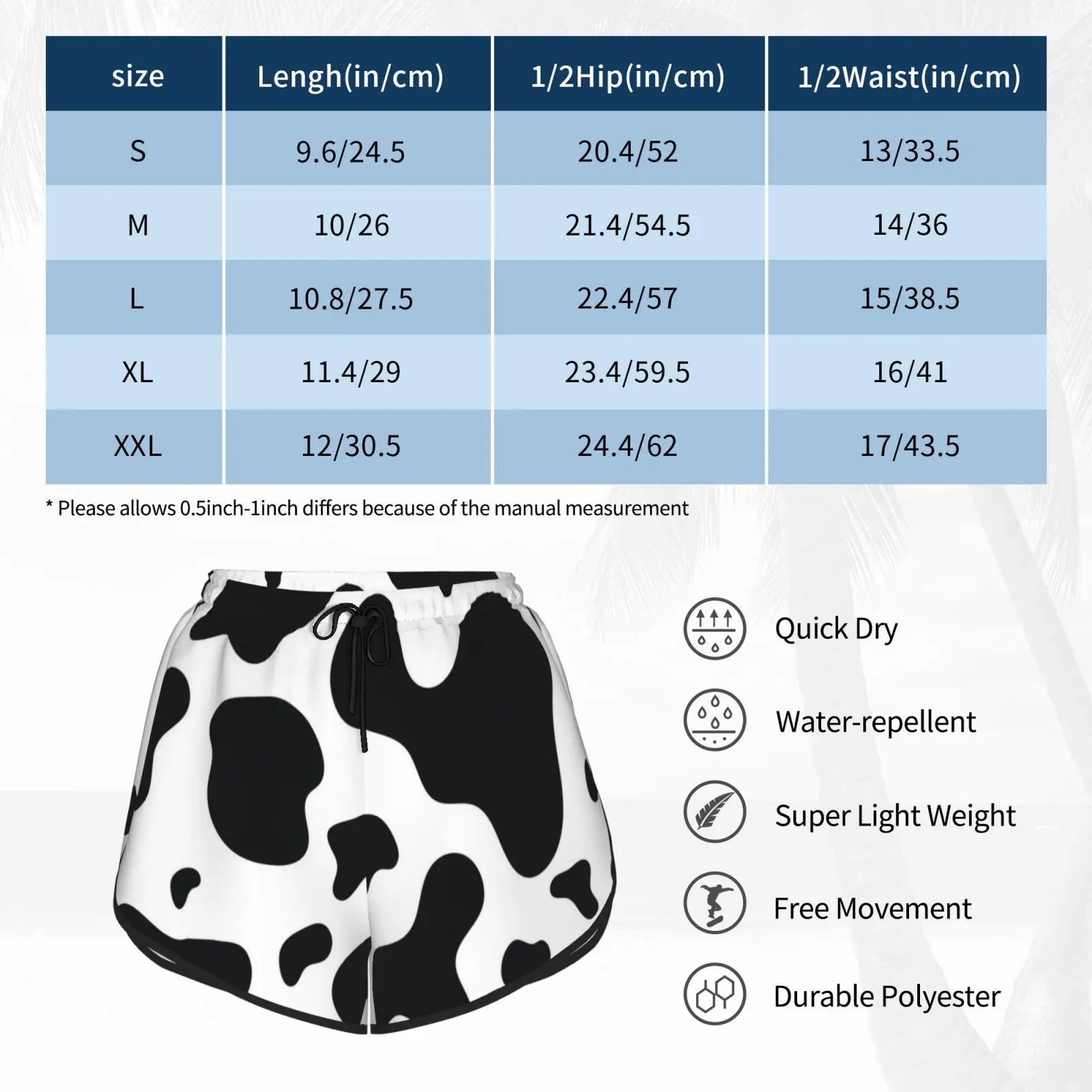 

Cow Hide Spotted Fur Farm Animal Pattern Black White Swim Shorts Women Beach Shorts Cow Cow Fur Cow Hide Cowhide