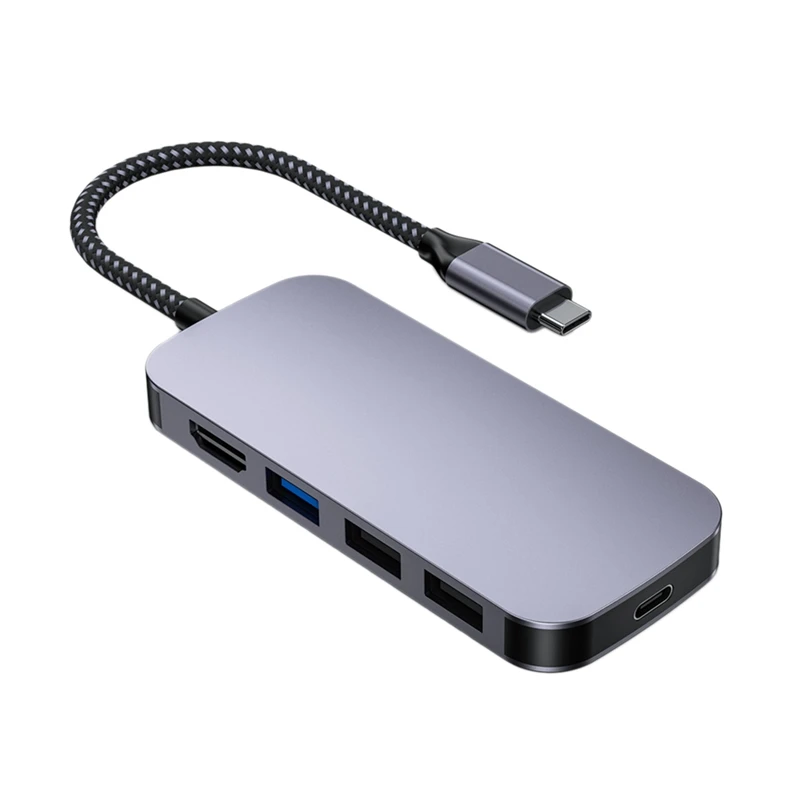 

USB C HUB 8-In-1 USB Type-C to USB 3.0 HDMI-Compatible PD Powered Port Adapter for Laptop/PC/ Pro