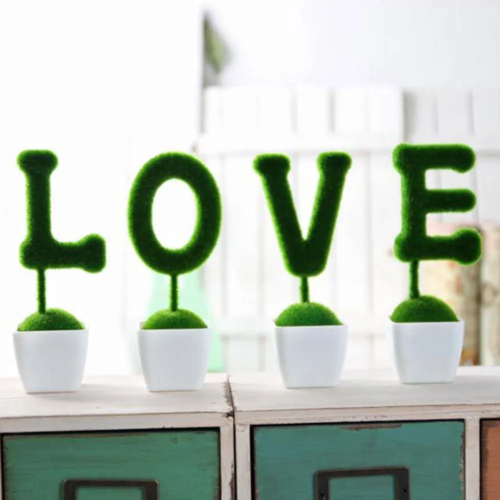 Real Touch Simulation Flower Home Decor 1 Set Garden DIY Artificial LOVE Bonsai Fashion Fake Plant Wedding Handmade Household | Дом и сад