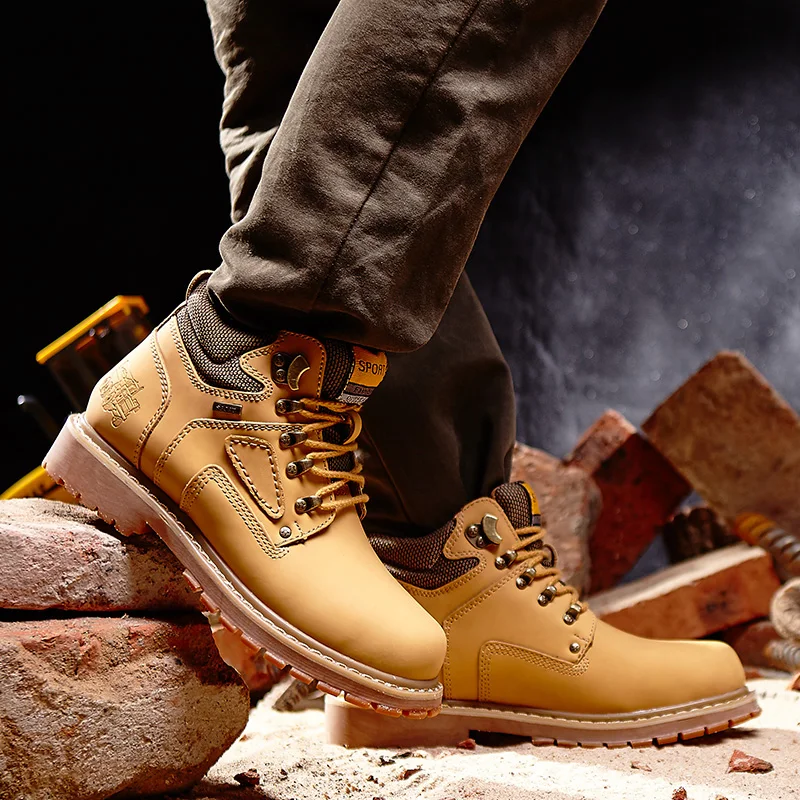 Модные английские кожаные мужские ботинки в стиле ретро очень теплые зимние