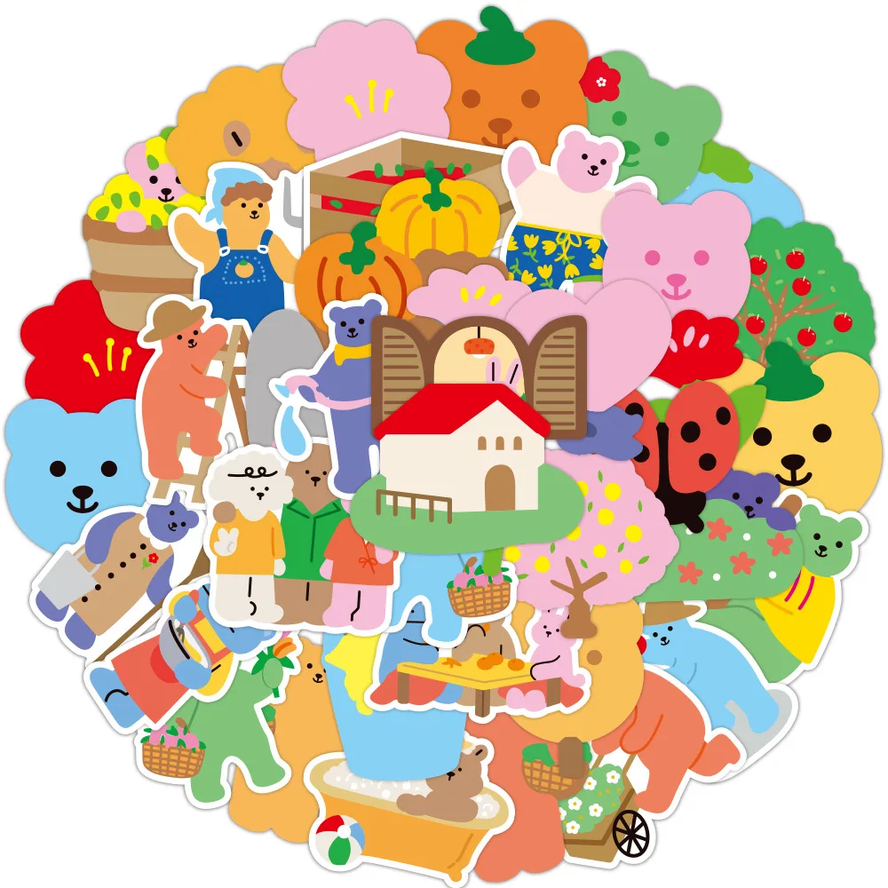 

50Pcs Cartoon Cute Bear Stickers Decal For Laptop Phone Scrapbooking Graffiti Diary Label Kawaii Stationery Korean Sticker