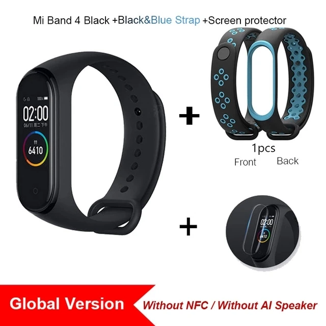 Global BlackBlue Xiaomi mi Band 4 глобальная Версия смарт-браслет mi band 4 браслет сердечного ритма фитнес цветной экран Bluetooth 5,0 китайская версия - Цвет: Global BlackBlue