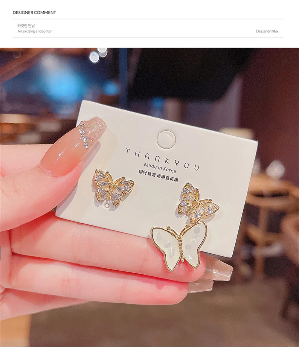 

120pcs/lot New Lady Exclusive Asymmetry Cat's Eye Opal Earrings Luxury Women Elegance Gold Earrings Jewelry Wholesale Bijoux