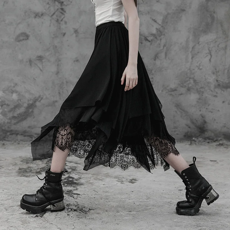 Женская длинная юбка PUNKRAVE откровенная шелковая в стиле панк феи лето 2019|Женские