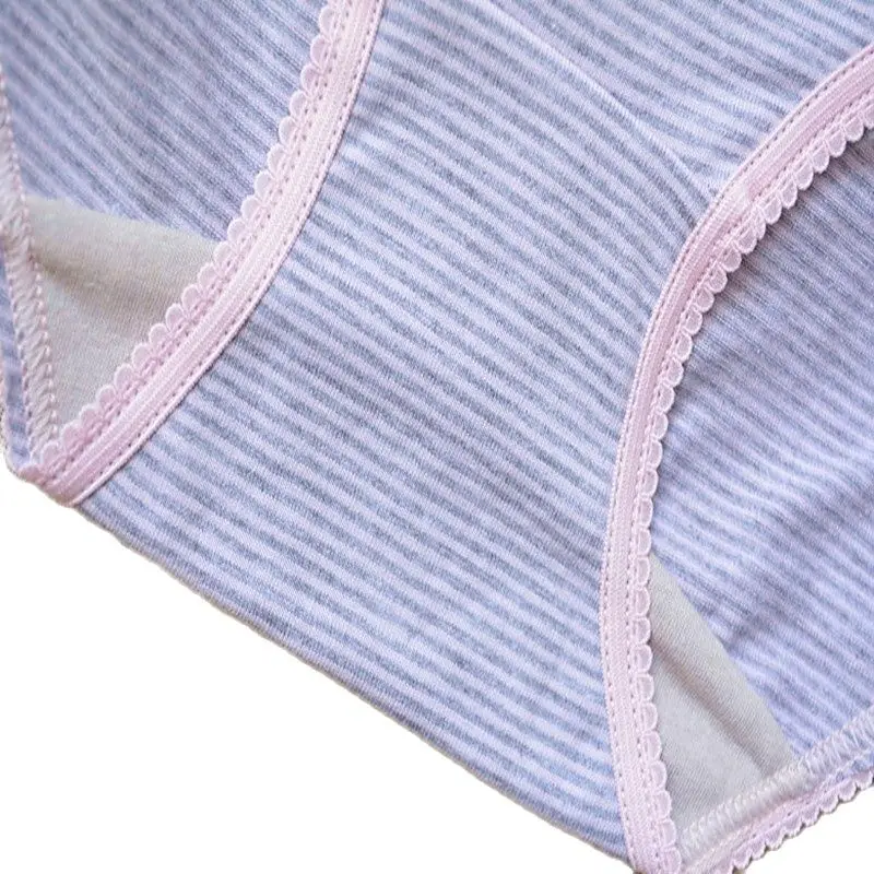 Женские хлопковые трусики в полоску Migh-rise удобные бесшовные для девушек женское