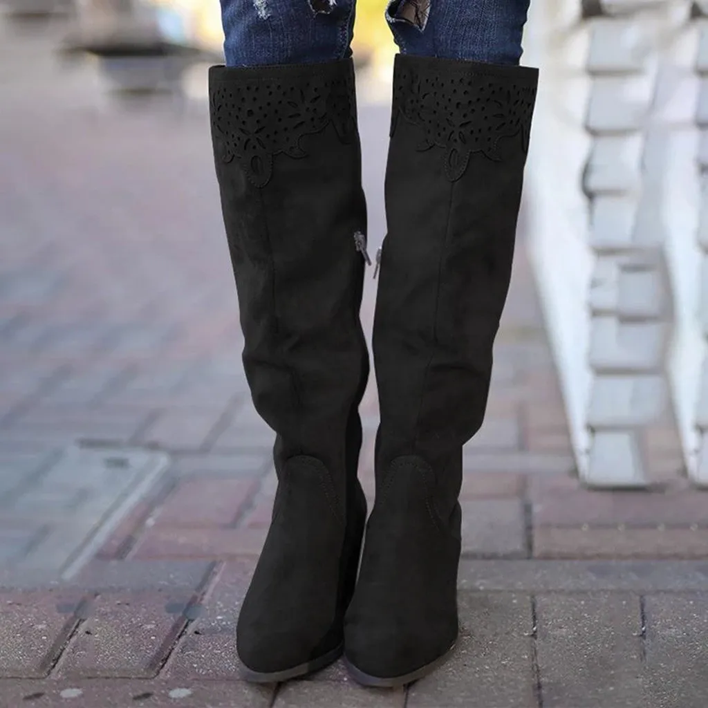 

women's winter high boots Knight Boots Woman Knee High Bootas Female Side Zipper Shoes Winter zapato de mujer winter shoes women