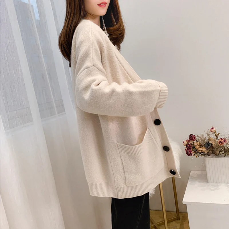 OHRYIYIE желтый кардиган большого размера свитер женский осенне-зимний длинный