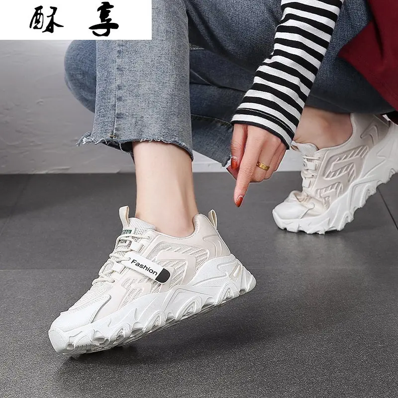 

2021 Spring New Casual Shoes Women's Sneakers Comfortable Breathable Lace-up Platform Solid Color Shoes Women's Vulcanized Shoes