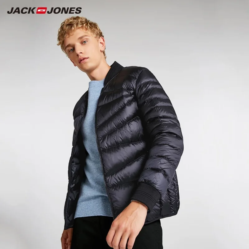 JackJones Для мужчин зимняя куртка Бейсбольным воротником короткая теплая куртка-пуховик 218412507 - Цвет: MIDNIGHT