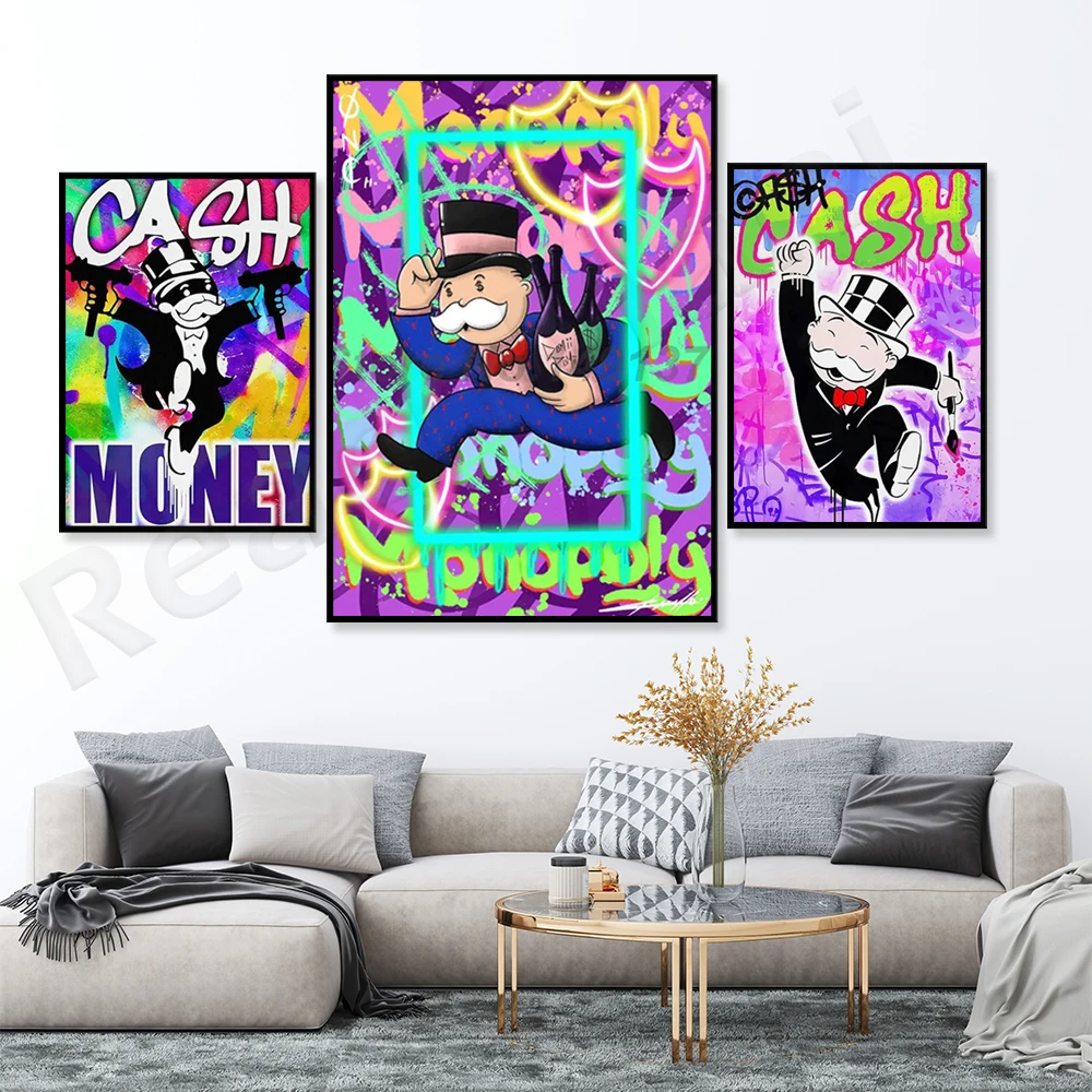 

Alec Monopoly Graffiti Art Money Canvas Posters and Printmaking The world is your modern home decoration picture