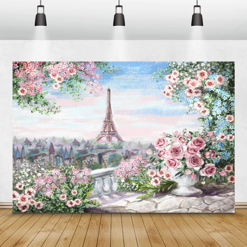 Laeacco известный ориентир Париж Эйфелева башня с цветами на день рождения ребенка