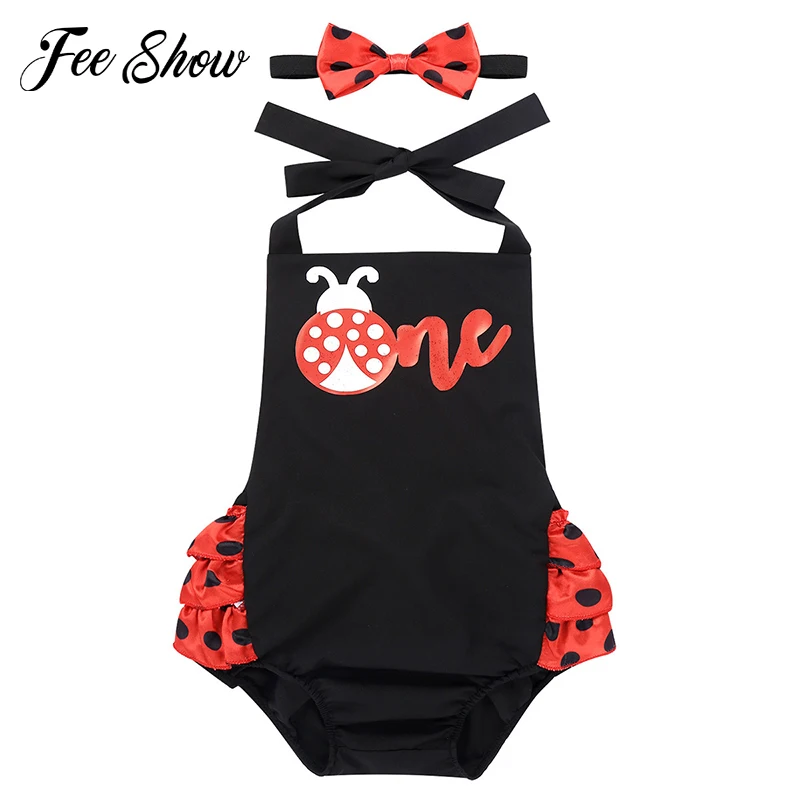 Хэллоуин новорожденный младенец девочка жук буквы Один напечатанный комбинезон