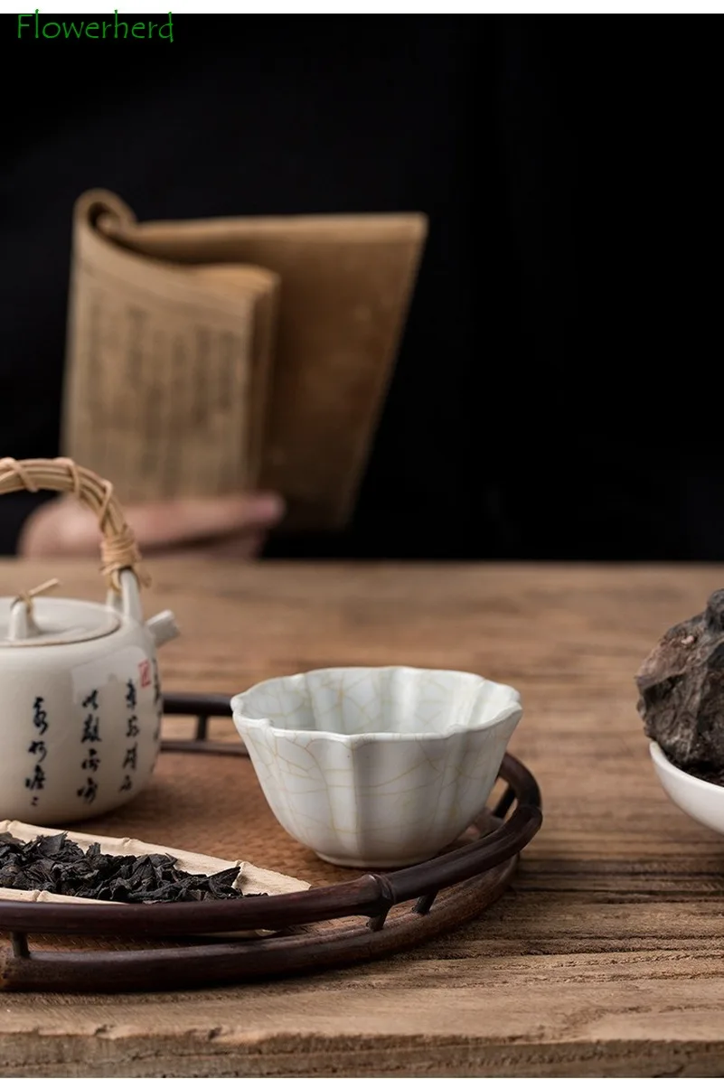 

Ceramic Porcelain Tea Up Bowl Teaware Master Cup of Gold Thread Open Piece Ru Kiln Kung Fu Tea Set Cup Bowl Tea Cup