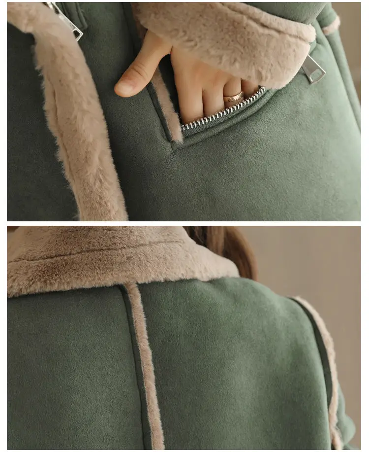 

Thickened Deerskin Women Coat Long Winter Padded Lambswool Jackets Casaco Feminino Korean Warm Parka Chaqueta Mujer Outwear F134