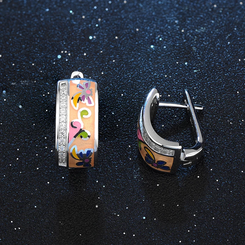 2018 разноцветные бабочки цветы эмаль серьги для женщин геометрические