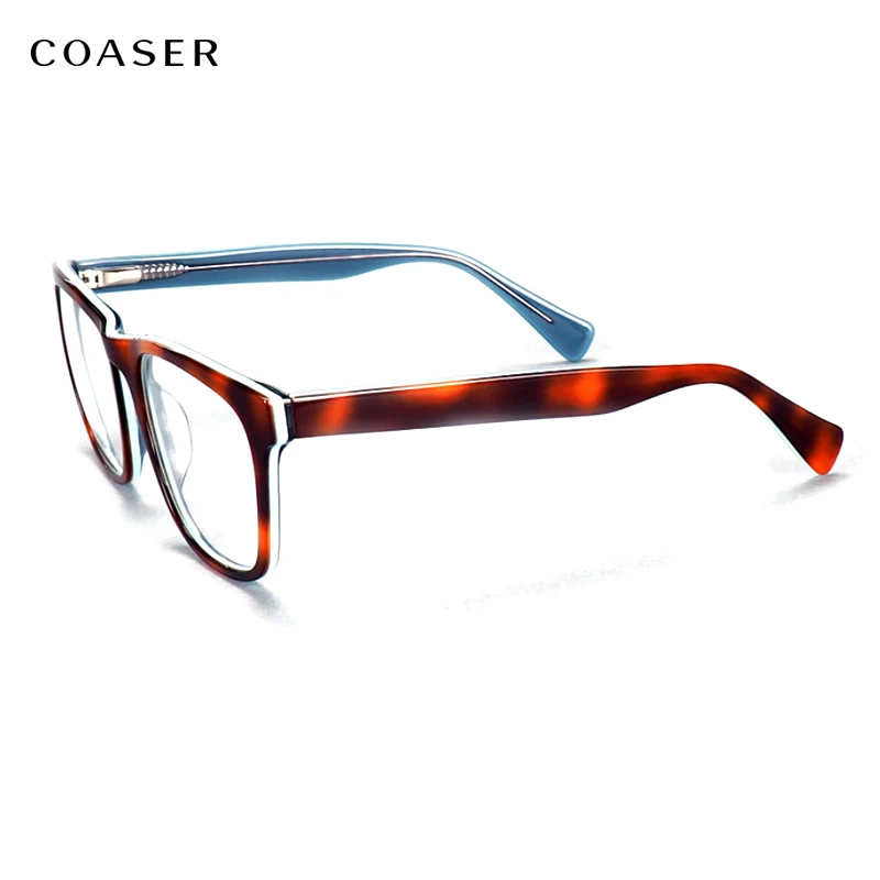 

Trend Great Women Big Square Eyeglasses Frame Vintage Light Acetate Glasses Double Color Optical Prescription Design Eyewear