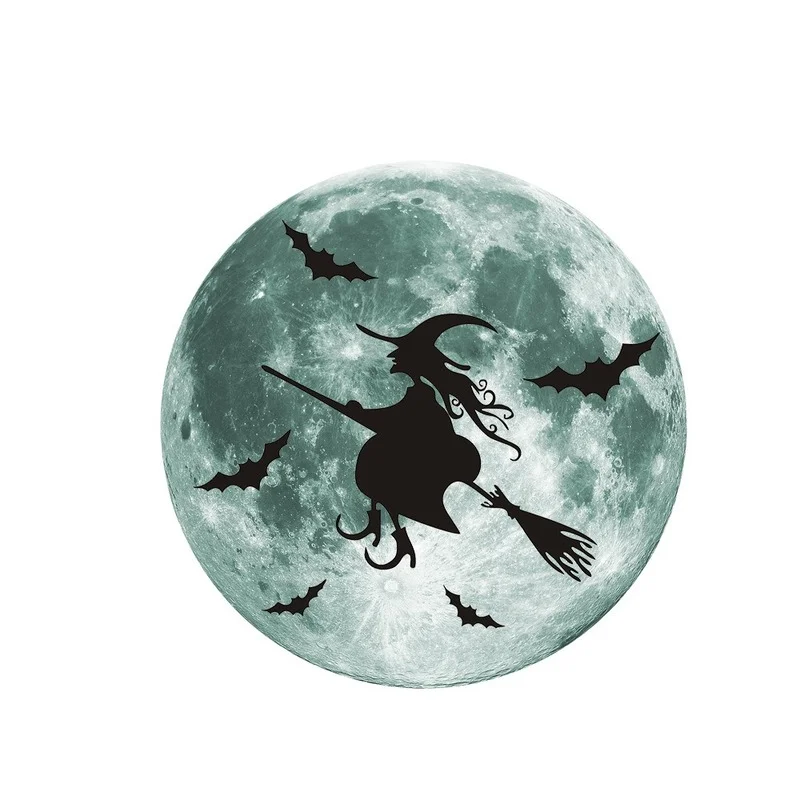

Creative New Witch Bat Luminous Moon Wall Stickers Children's Room Removable Luminous Stickers Bedroom Decor Room Decoration