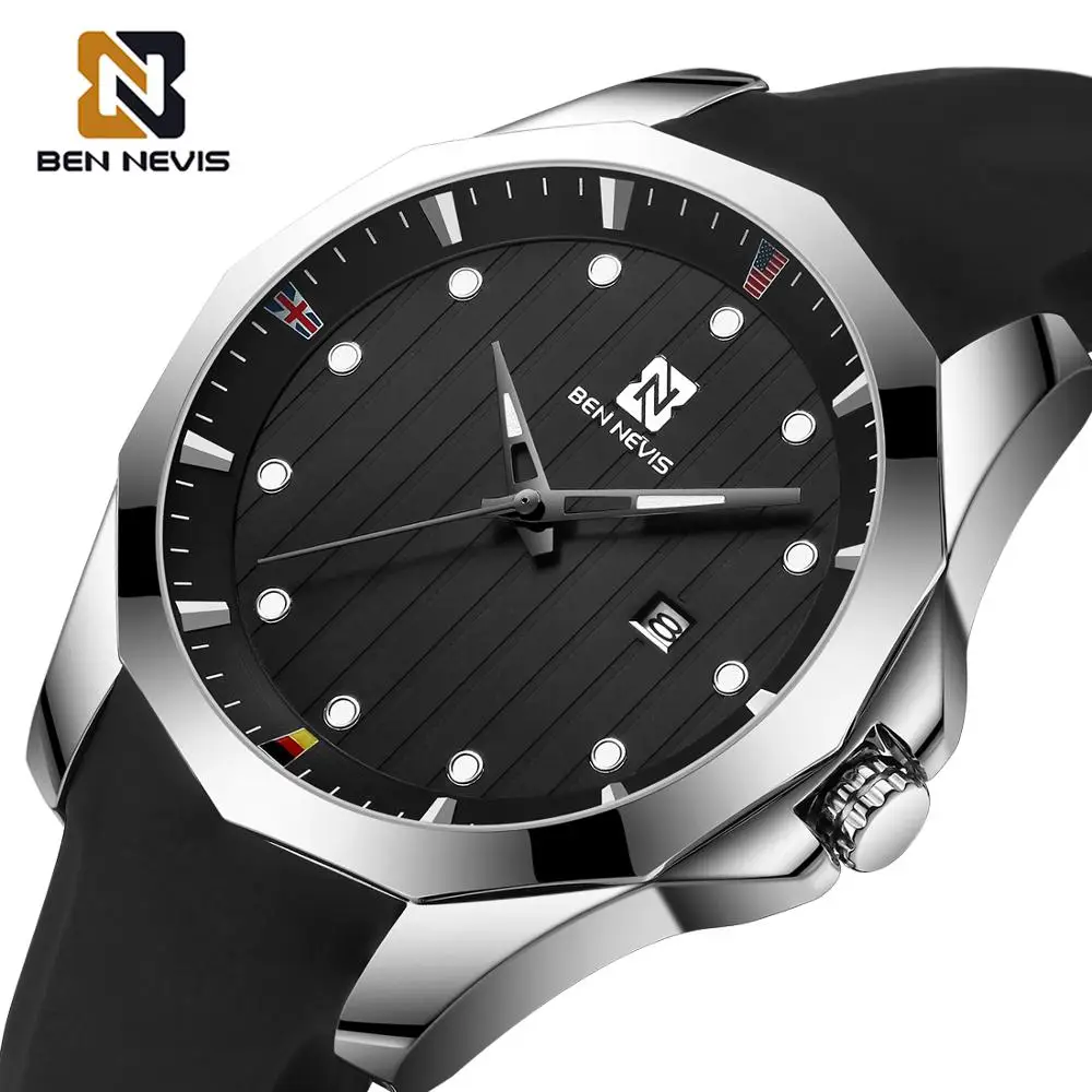 Бен Невис Кварцевые наручные часы полигональные чехол дизайн черный силиконовый
