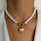 Винтажное свадебное жемчужное ожерелье-чокер IFMIA для женщин, геометрическое ожерелье с подвеской в виде сердца и монеты, ювелирные украшения, колье