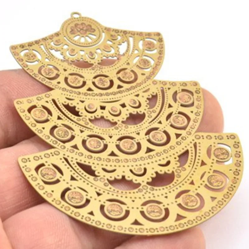 2 шт., соединители для сережек из сырой латуни. Очаровательное ожерелье (без никеля и свинца). (75x56 мм) E538