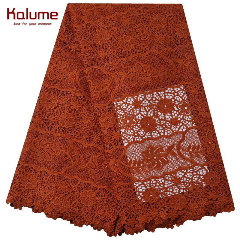 Kalume 2021 High Quality African Guipure Cord Lace Fabric Stoned Water Soluble For Nigerian Wedding Party Dress F2193 | Дом и сад