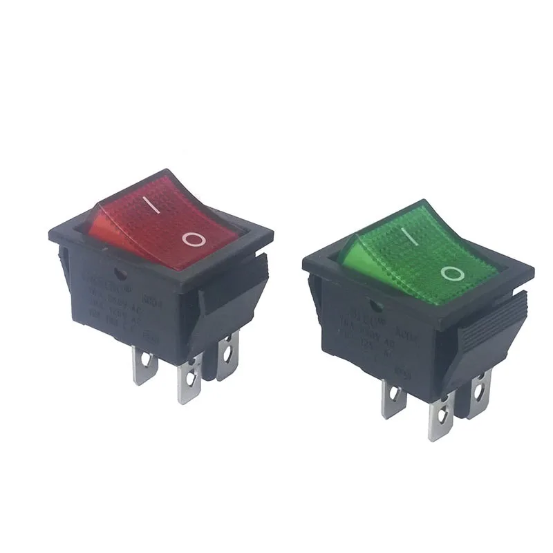 

2pcs 5pcs KCD4 31 * 25mm DPST 4PIN 16A / 250V red/green Snap-in ON / OFF Position Snap Boat rocker switch four copper feet