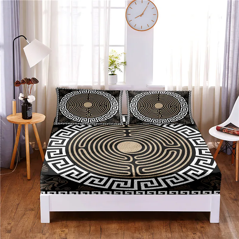 

Круговой узор 3 шт. полиэстер однотонная Простыня из матраса четырех углах с Эластичная лента Простыня (2 наволочки для подушек)