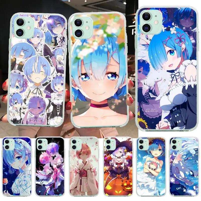 

YJZFDYRM Anime Re ZERO Ram Rem In Another World Phone Case Capa for iPhone 11 pro XS MAX 8 7 6 6S Plus X 5S SE 2020 XR cover